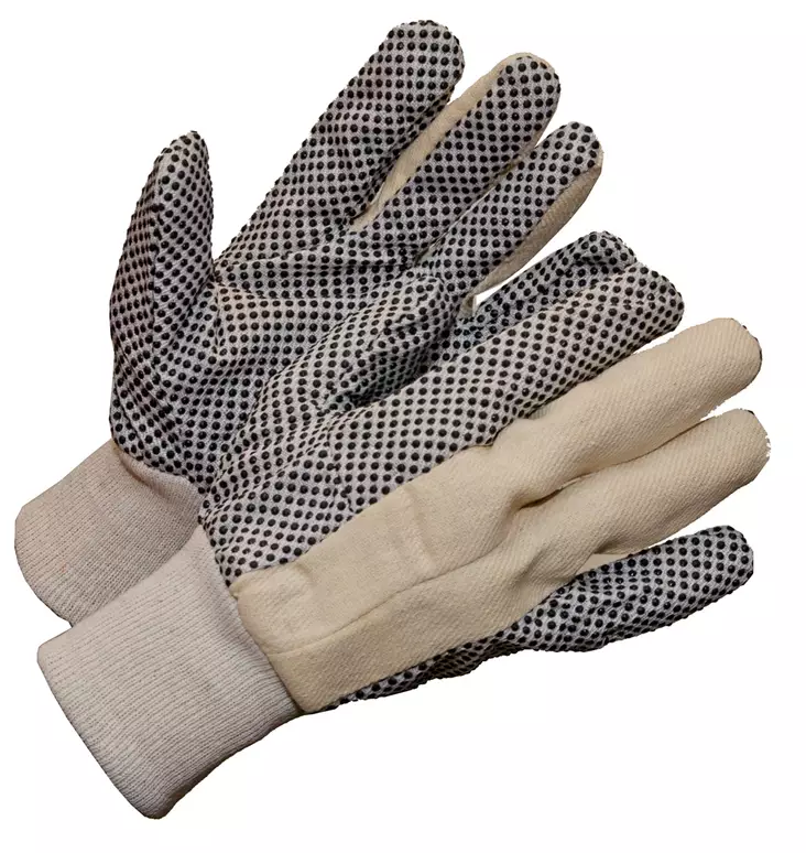 Puuvillasormikas, PVC-nastat, HUOM! HINTA PER 12PR, koko 10,5 - Kangaskäsineet - 81 - 1