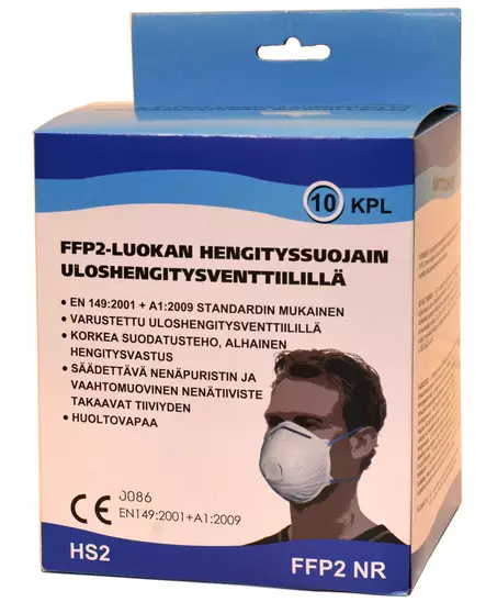 FFP2-luokan hiukkassuojain, HUOM! Hinta / 10kpl pakkaus - Hengityssuojaimet - 1102 - 2