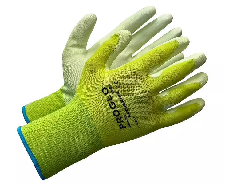 PROGLO PU-pinnoitettu vihreä nylonsormikas, 3pr myyntiyksiköt - PU-pinnoitetut käsineet - 2512 - 1