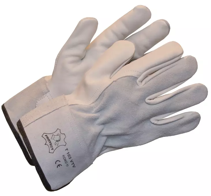 Työsormikas, vuota/haljas, teddyvuori, koko 11 - Nahkaiset käsineet - 2096 - 1