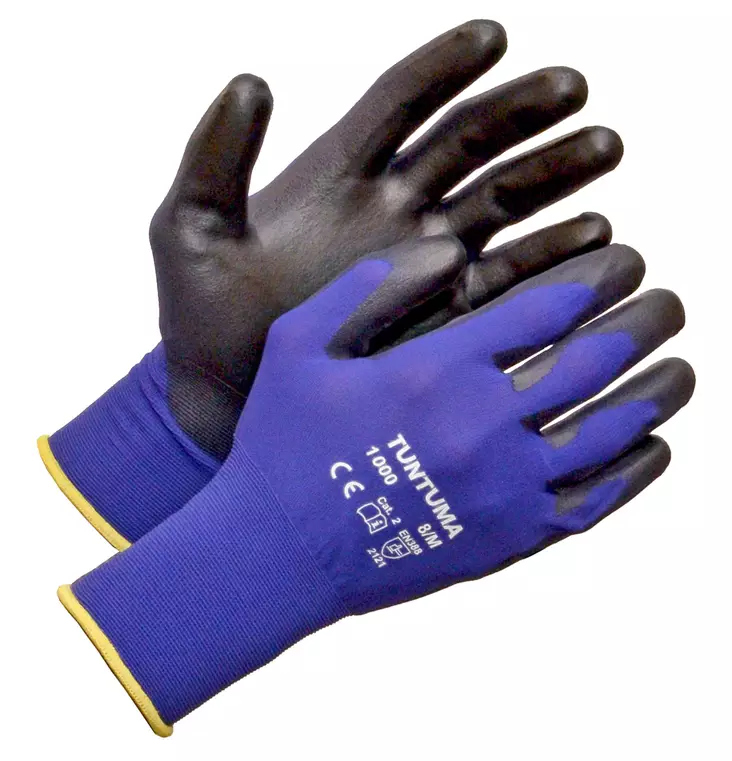 TUNTUMA ohut PU-pinn. 6pr pussi, ILMAN ROIKKOA - PU-pinnoitetut käsineet - 2287 - 1