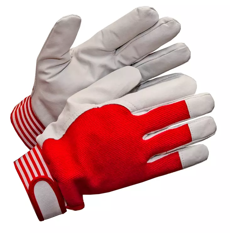 Työsorm., softnappa/joustokangas, tarraranne, kokovuori - Nahkaiset käsineet - 2427 - 1