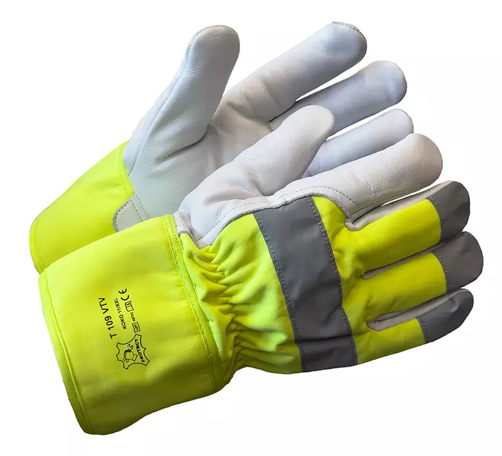 Työsormikas, naudannappa/softshell, teddyvuori, koko 11 - Nahkaiset käsineet - 797 - 1