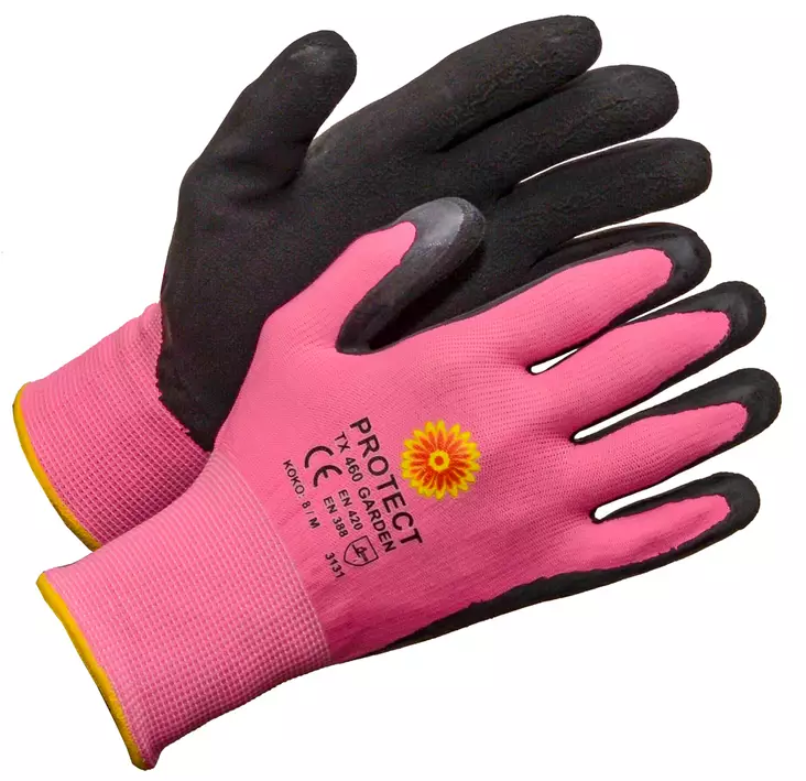 Vaahdotettu latexsormikas, pinkki - Latexpinnoitetut käsineet - 2439 - 1